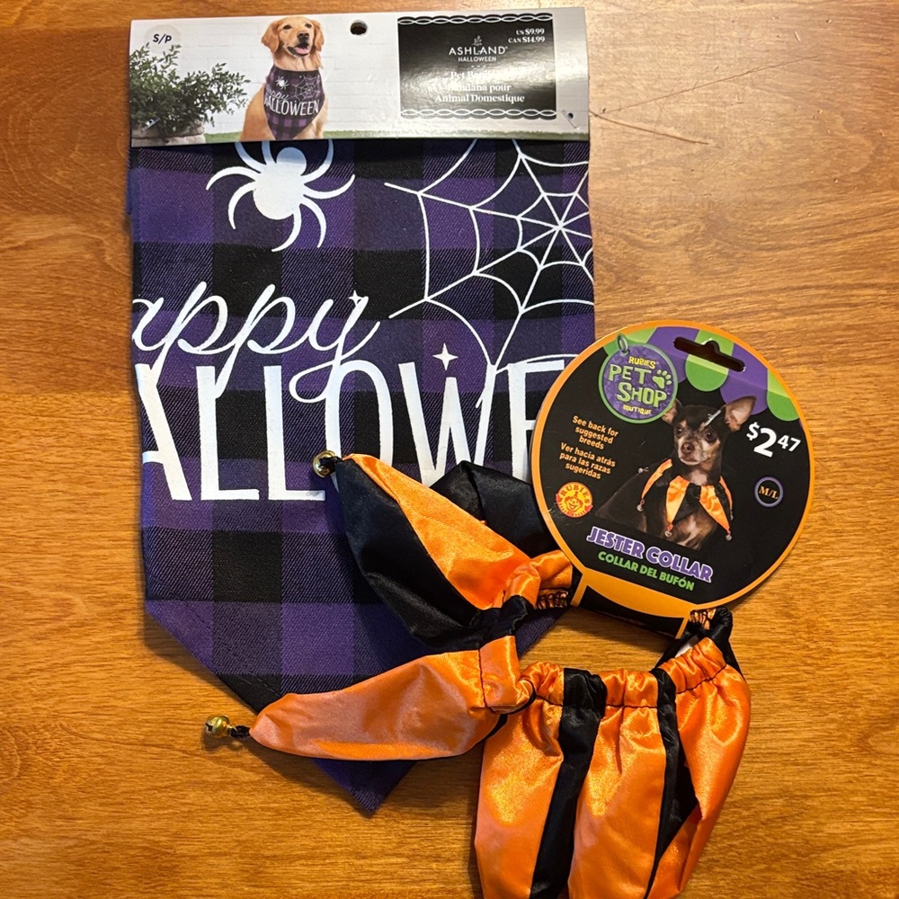 Ashland Halloween Dog Bandana and Collar Set - Purple, Black, Orange